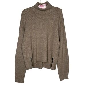 Abercrombie & Fitch Sweater Womens Medium Beige Wool Mock Neck Pullover Boxy Cut